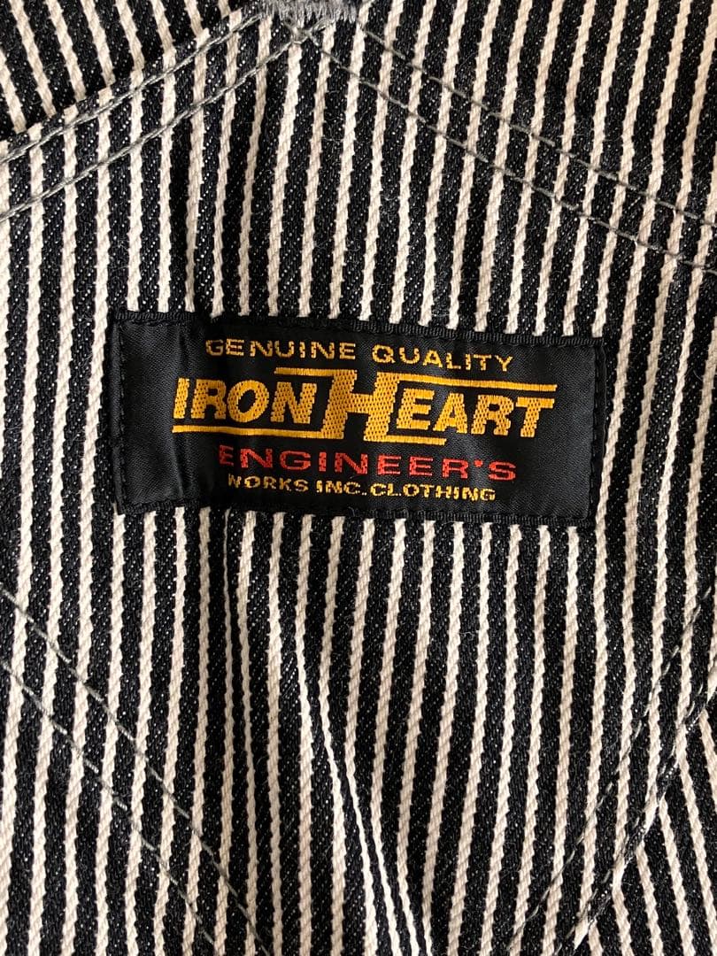 アイアンハート ヒッコリーストライプ オーバーオール 本店リペア有