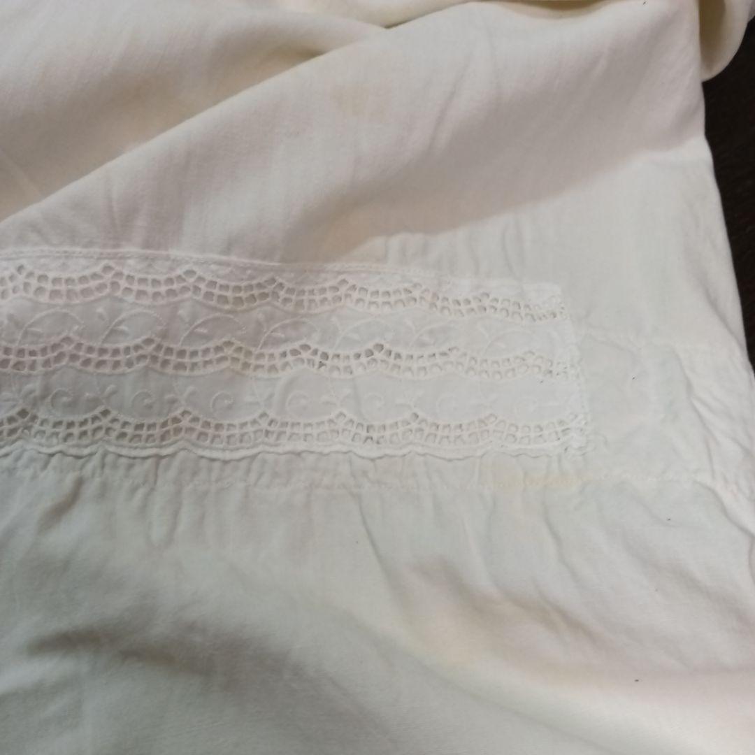 france vintage リネン＆コットン 花柄刺繍　 シーツ　ベッドカバー