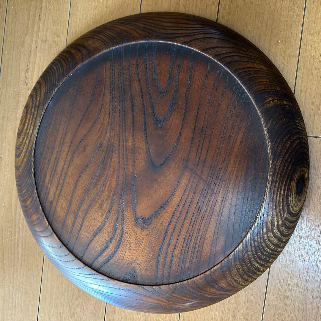 烏城彫 富士山 伝統工芸 銘 螺钿 春峰39.5cm 木彫り茶盆 3枚セット