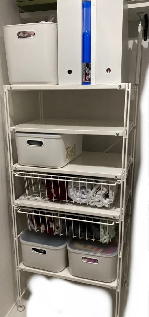 〔値下げ可〕無印良品　ホワイト 4段スチールラック バスケット付き