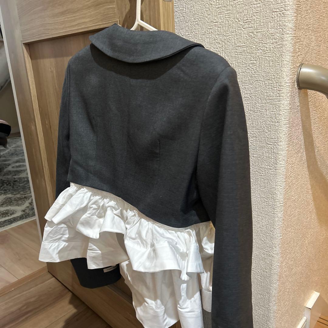 ROUGE peplum frill jacketグレー