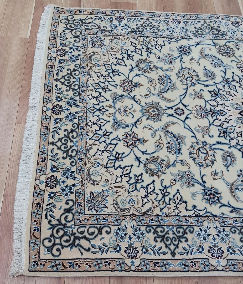 Y2601 最高級ペルシャ絨毯 イラン ナイン産 ウール 手織り 大判