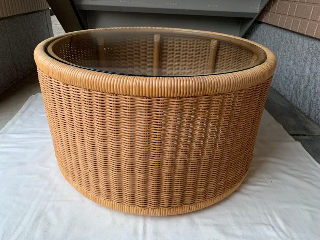 超希少 山川ラタン T-2090 剣持勇デザイン テーブル ジャパニーズモダン