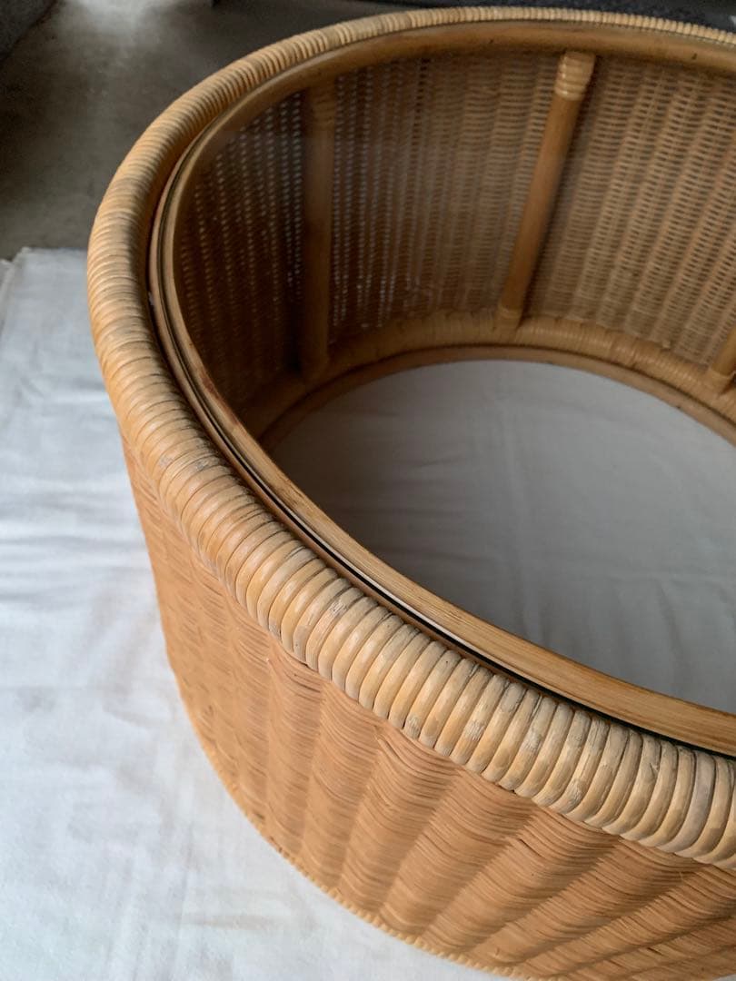 超希少 山川ラタン T-2090 剣持勇デザイン テーブル ジャパニーズモダン