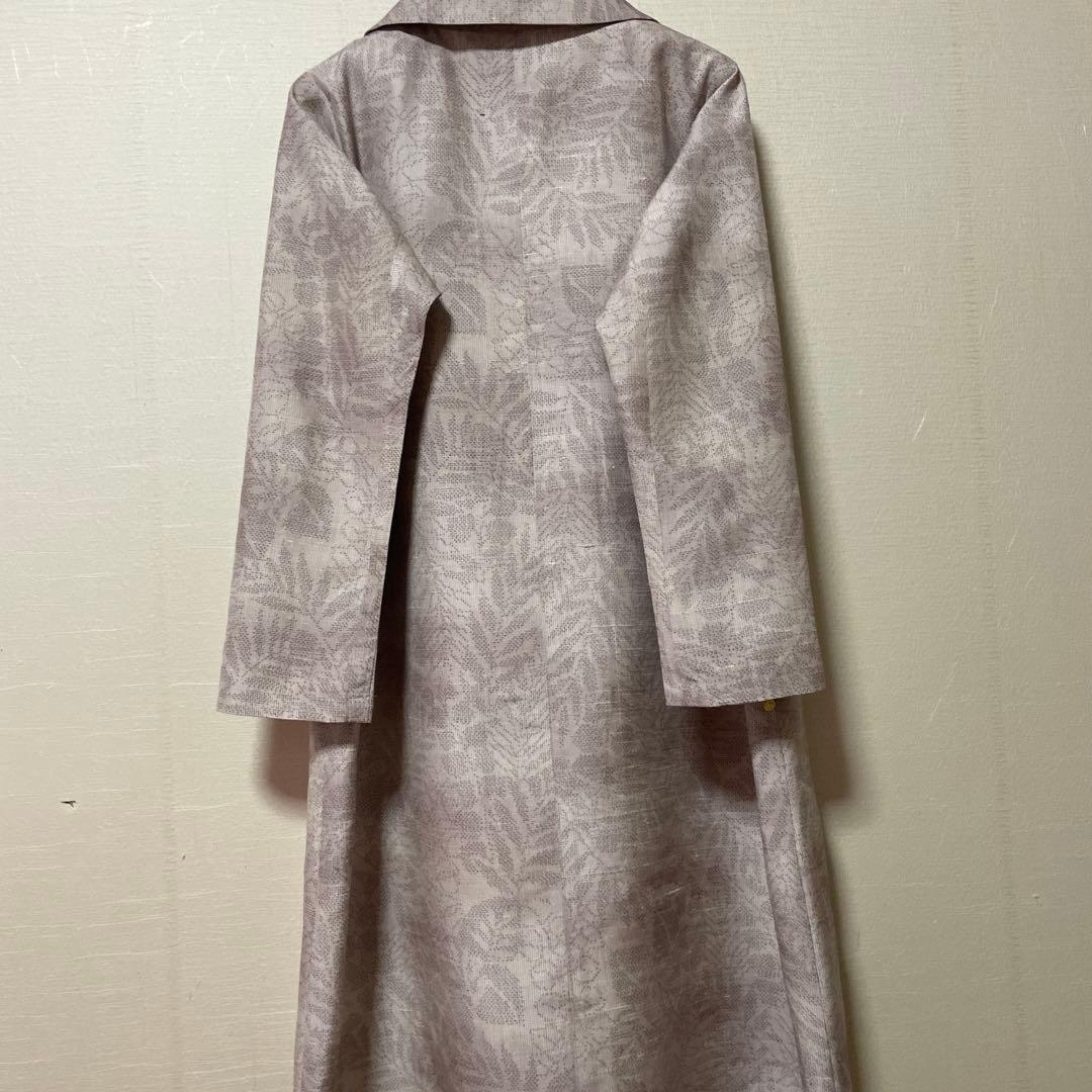 本場結城紬淡ピンクベージュ紙風船ボタン