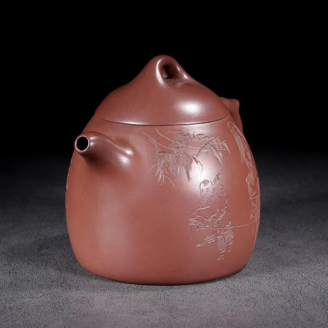 中国古美術・宜興原鉱・秦権 荊南山樵紫砂壺・赤泥急須・茶壺・茶道具・置物・禮器