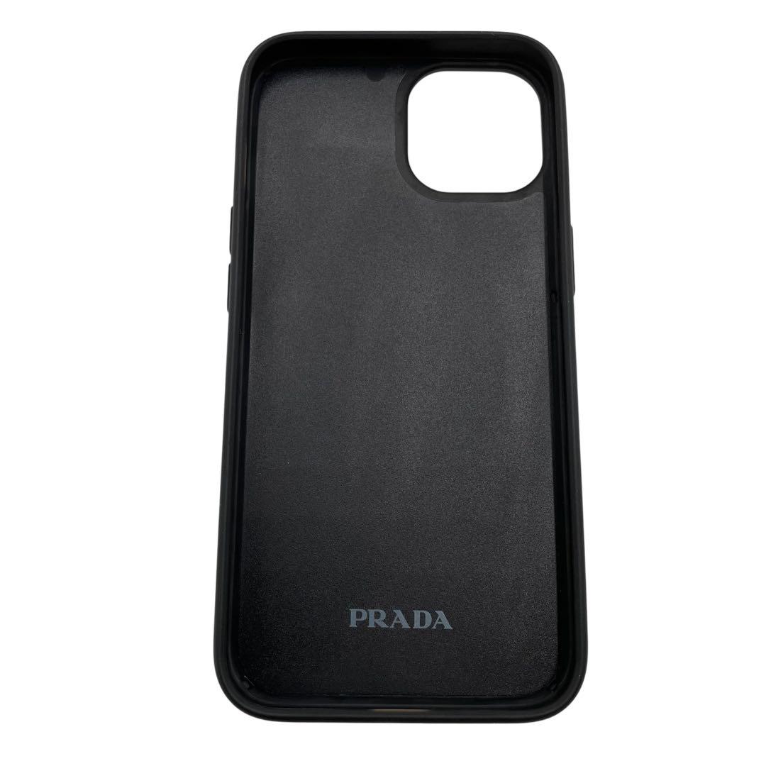 正規品 PRADA iPhone14用ケース 三角ロゴ サファイアーノレザー