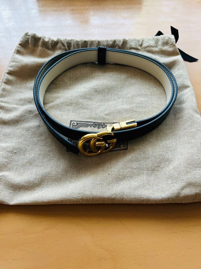 GUCCI ダブルG スリムベルト ブラック