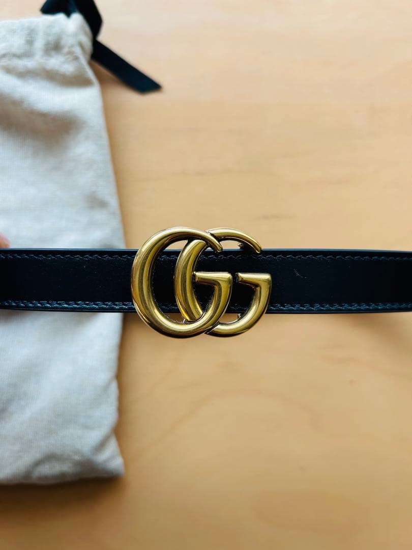GUCCI ダブルG スリムベルト ブラック