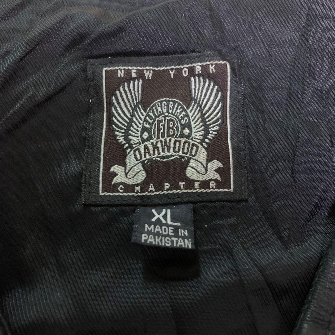 Oakwood レザーベスト クロス パッチ オークウッド Y2K アメカジ