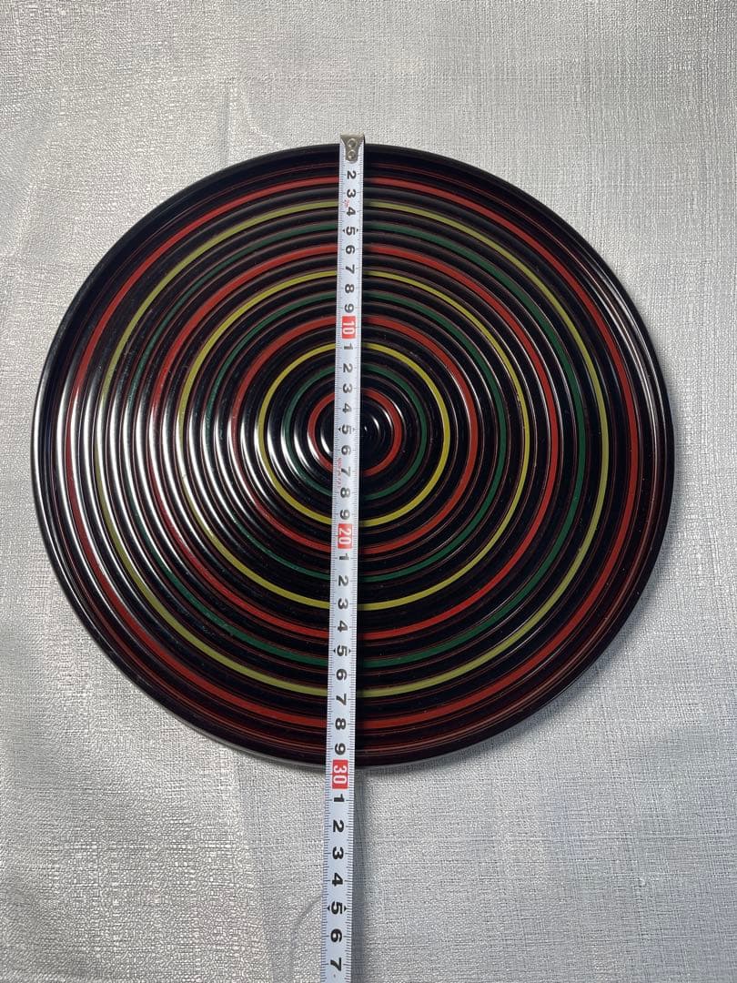 独楽盆　通喜造　木製漆器　独楽柄　トレー　約30cm昭和レトロ　盆　レア