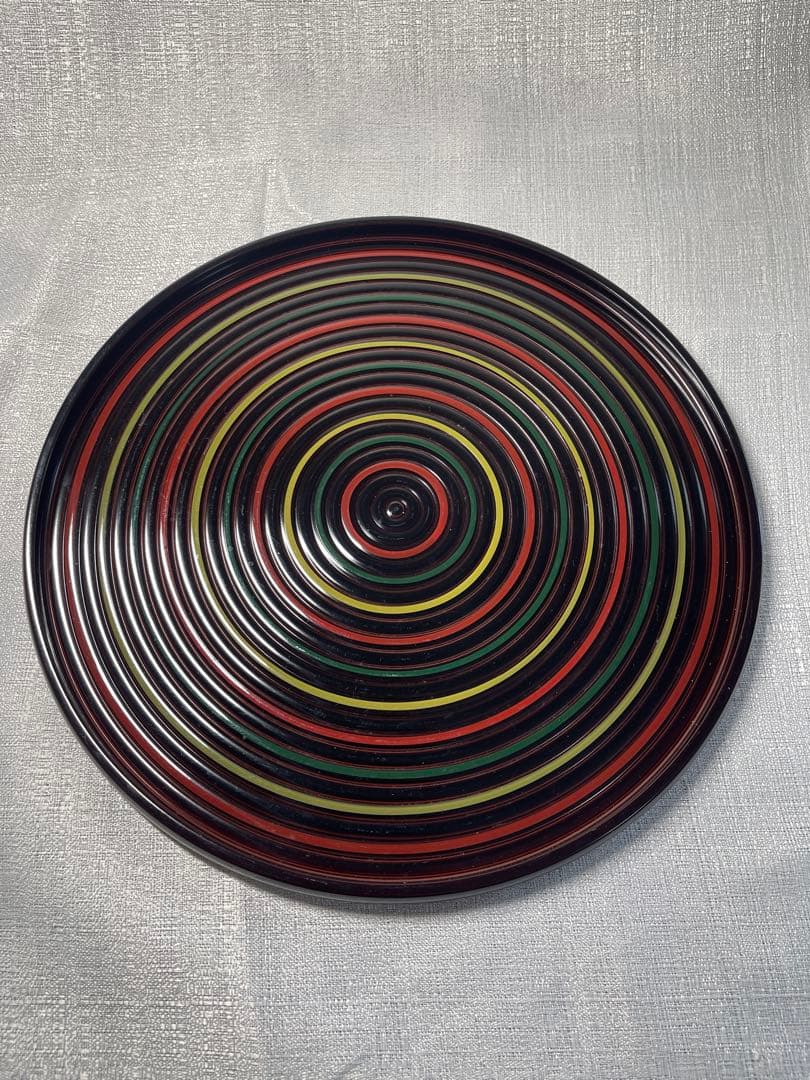 独楽盆　通喜造　木製漆器　独楽柄　トレー　約30cm昭和レトロ　盆　レア