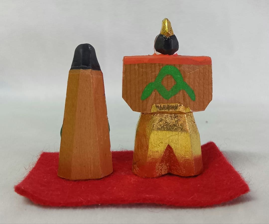 一刀彫　立雛　神泉　御雛　ひな人形　共箱　豆雛人形　ひなまつり　レトロ