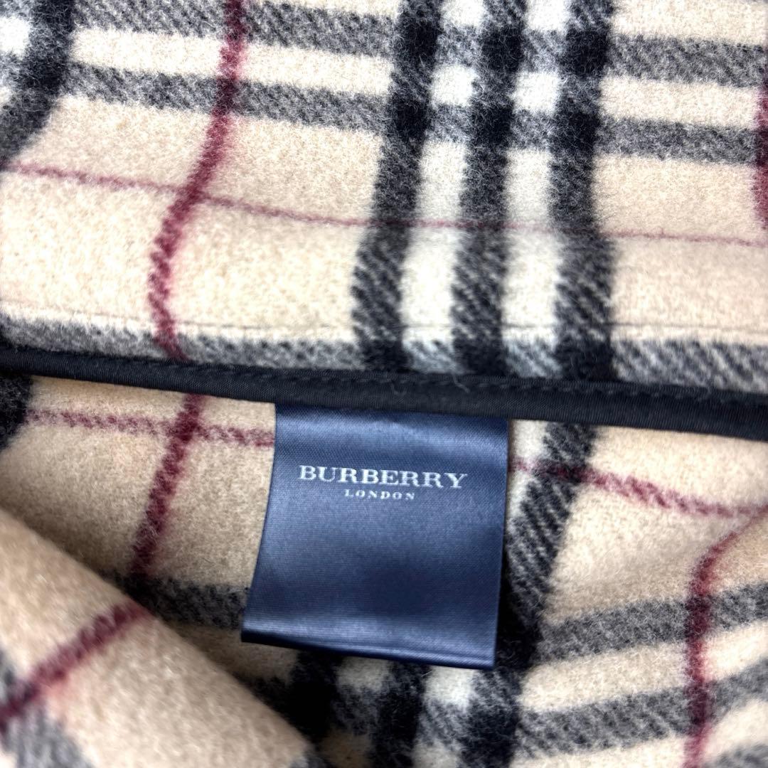 美品 バーバリー ロンドン ダッフルコート ノバチェック トグル 英国製 黒