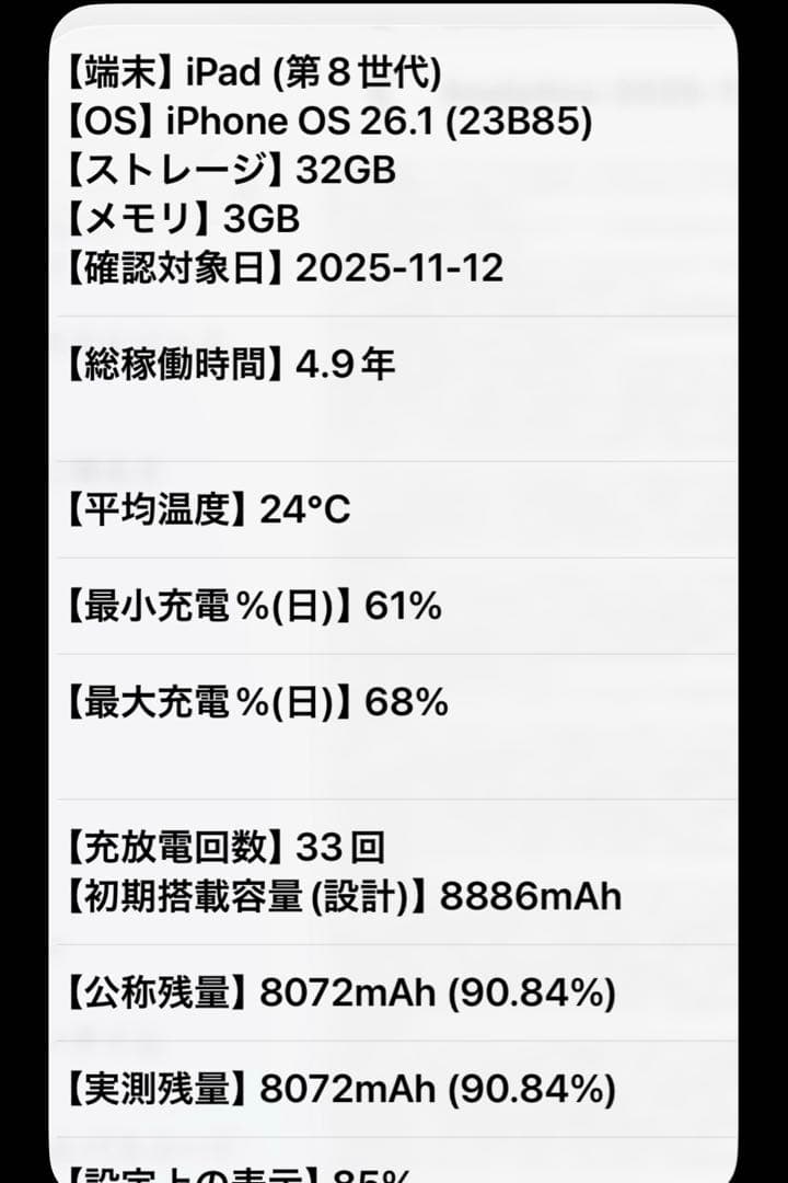 デモ機 iPad 第8世代 32GB Space Grey Wi-Fiモデル
