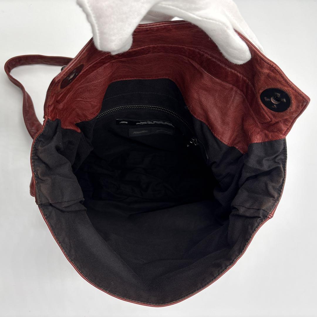 希少 JULIUS ユリウス ガスマスク 本革 レザーショルダーバッグ レッド系