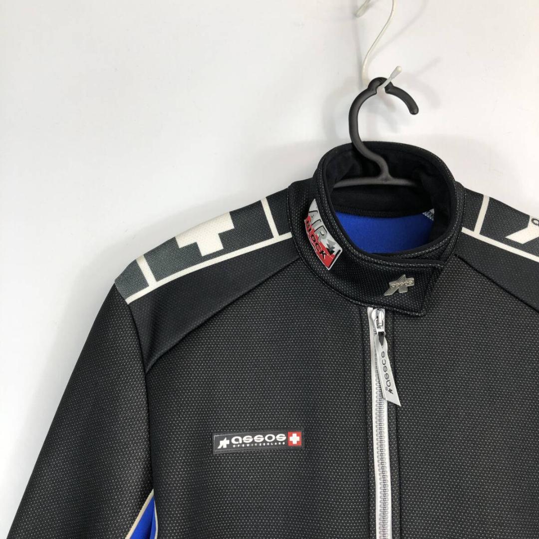 超美品 assos アソス　裏起毛サイクルジャージ ブラック ブルー Mサイズ