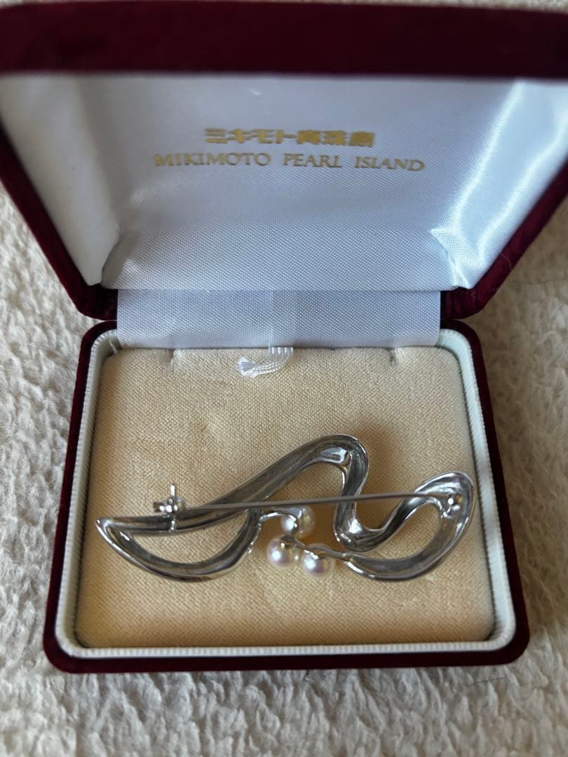 シルバー925 パール付きブローチ