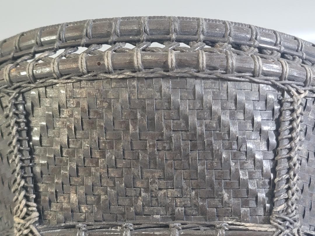 茶道具 竹籠 炭斗 時代物 DT708