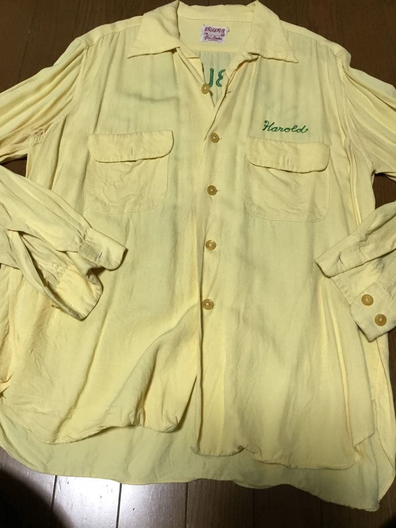 ボーリングシャツ長袖ギャバシャツ　ビンテージ　50S ロカビリー