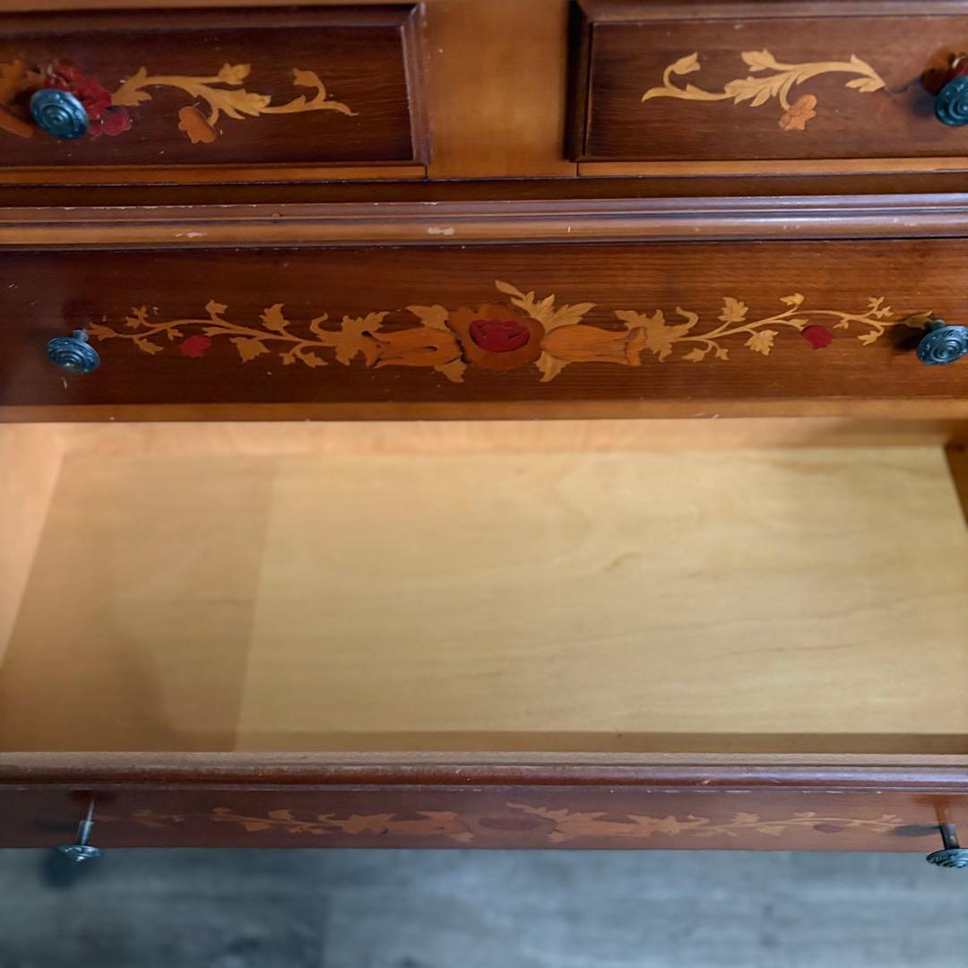 イタリア　猫脚　象嵌細工　4段チェスト ヴィンテージ