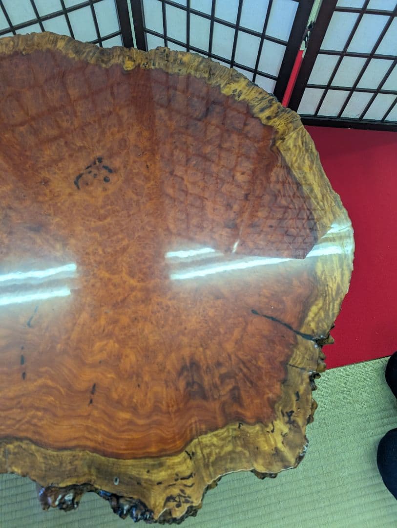 花梨瘤 瘤杢 玉杢 一枚板 総無垢 座卓 特大高級花梨材 葡萄杢 銘木 本花梨