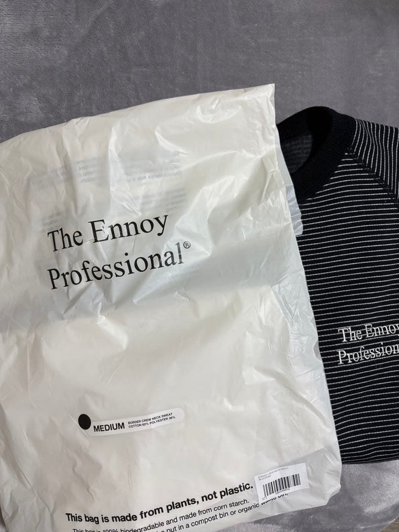 トップス 25AW ENNOY BORDER CREW NECK SWEAT BLACK