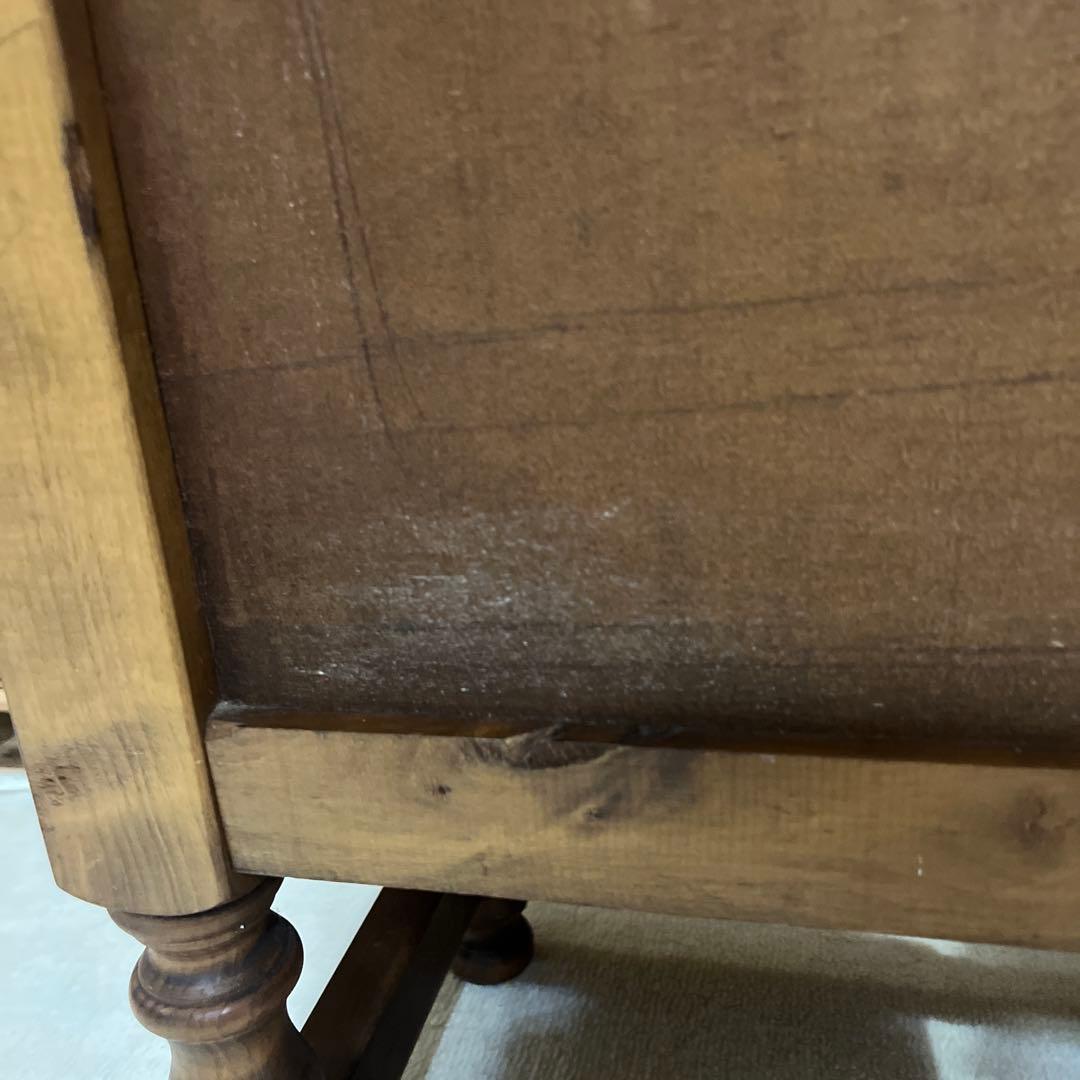 【ビンテージ】ダークブラウン 木製 サイドテーブル 2段 引き出し アイアン