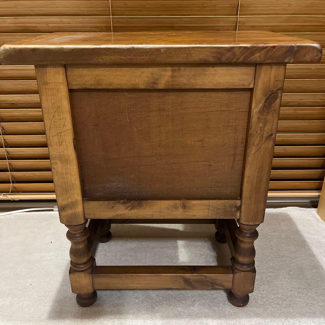 【ビンテージ】ダークブラウン 木製 サイドテーブル 2段 引き出し アイアン