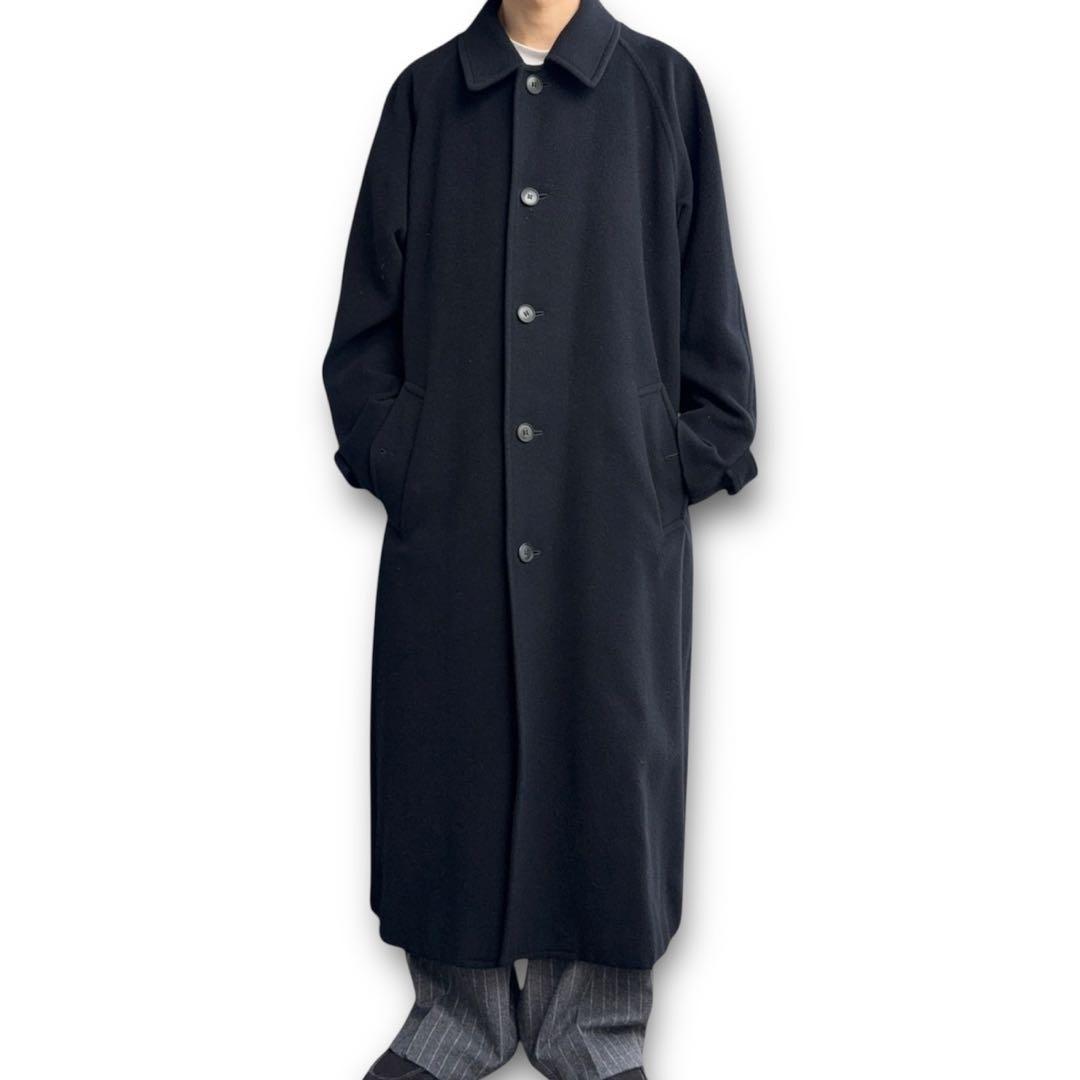 ジャケット・アウター 80s black angora wool balmacaan longcoat