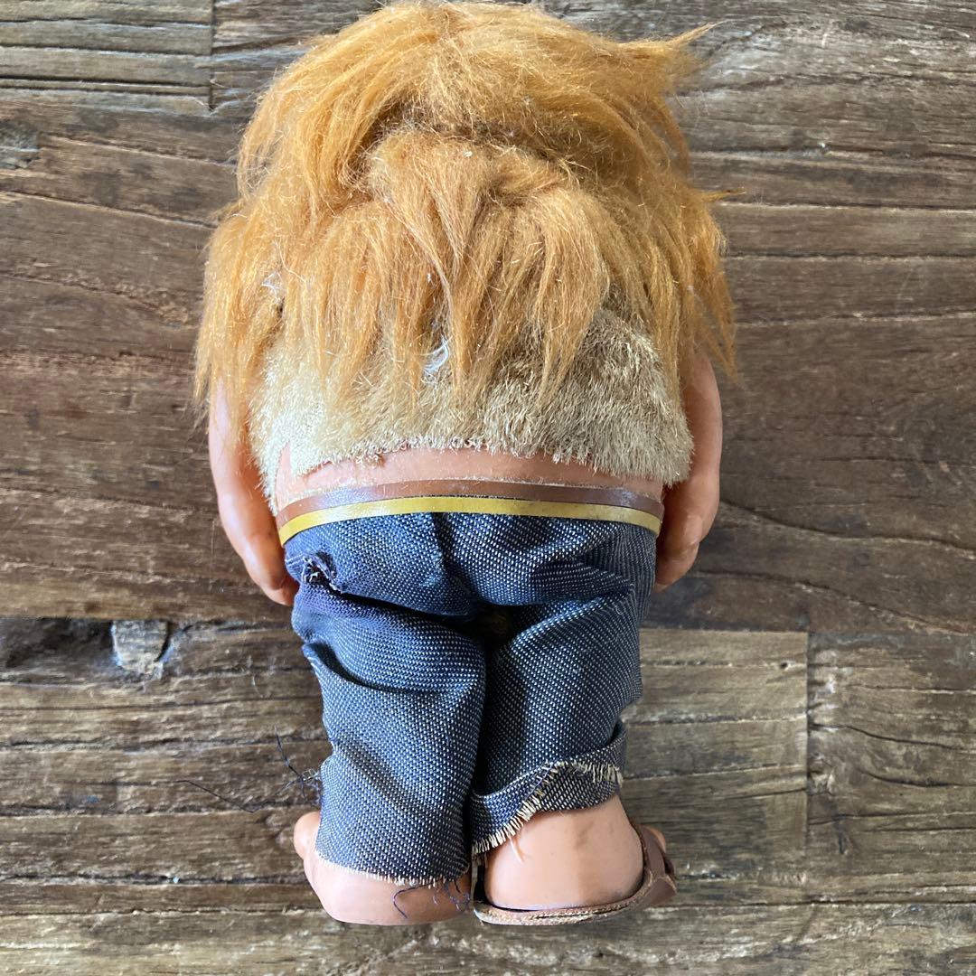 60's ヴィンテージ　ヒッピードール　PEACE缶バッジ　フィギュア　モケモケ