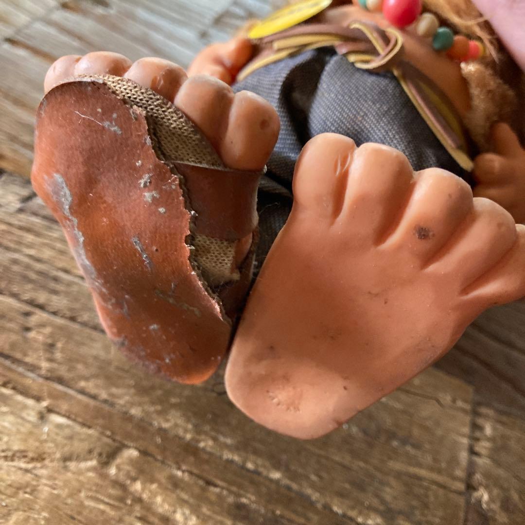 60's ヴィンテージ　ヒッピードール　PEACE缶バッジ　フィギュア　モケモケ