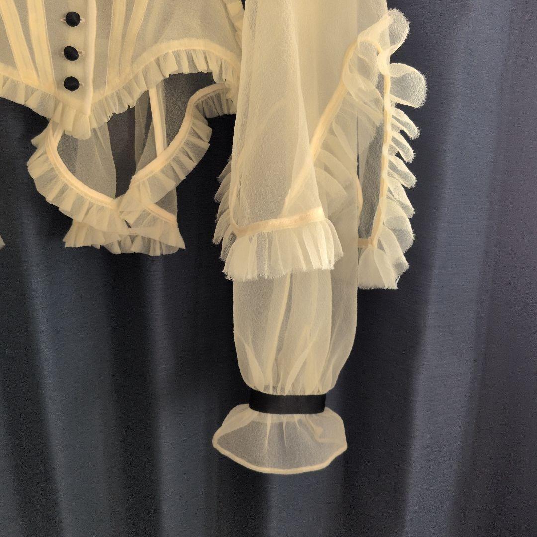 【お値下げ中】MIKIOSAKABE シースルー フリル付き長袖ブラウス