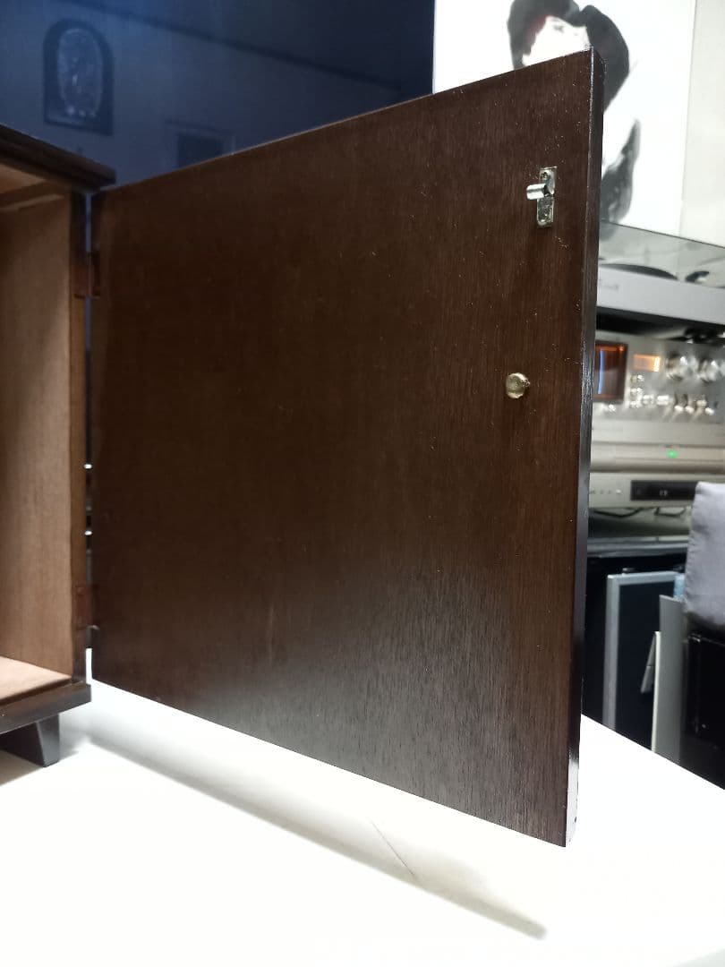 1970's　チェッカー　ブロック　デザイン　ウッド　レコード　キャビネット