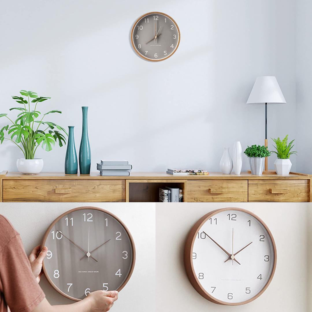インテリア 静音木製壁掛け時計 ナチュラル 北欧