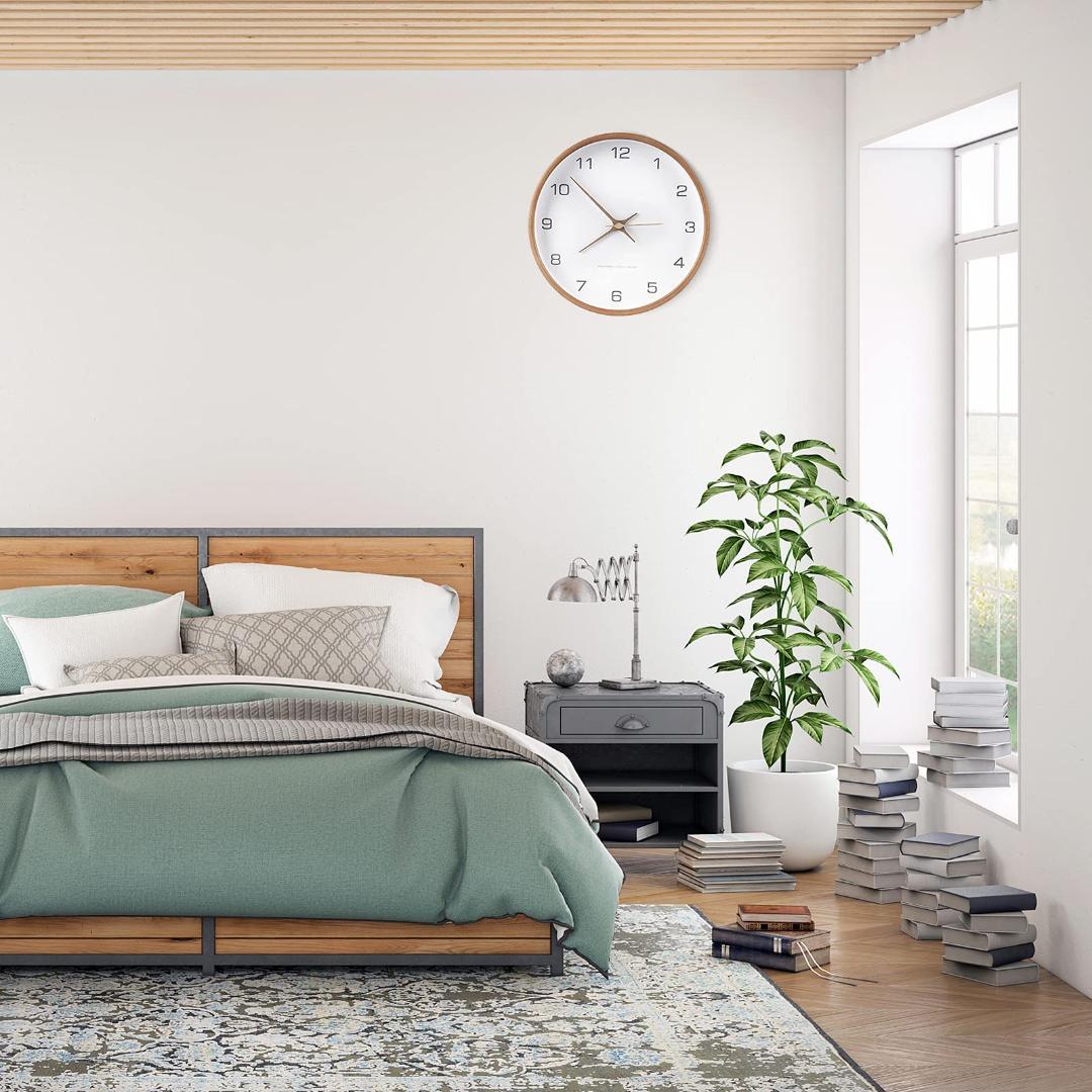 インテリア 静音木製壁掛け時計 ナチュラル 北欧