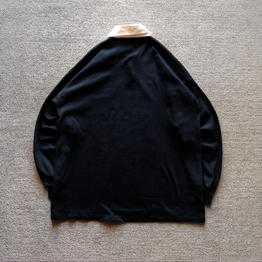 90sカンタベリー長袖ラガーシャツ刺繍オールブラックスニュージーランド製黒L