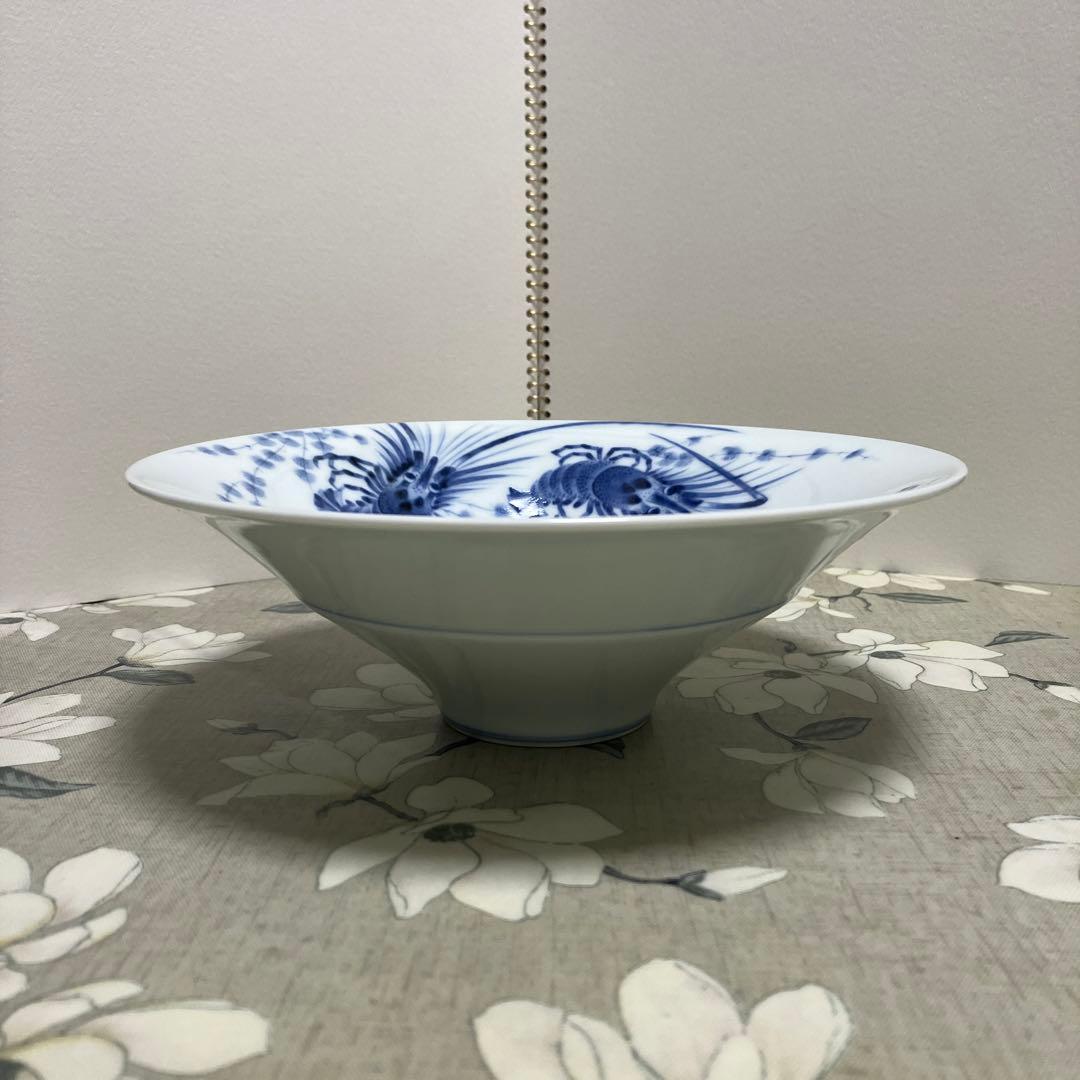 有田焼 李荘窯 伊勢海老 縁起物 5客 エビ 深鉢 鉢 麺鉢 丼 染付