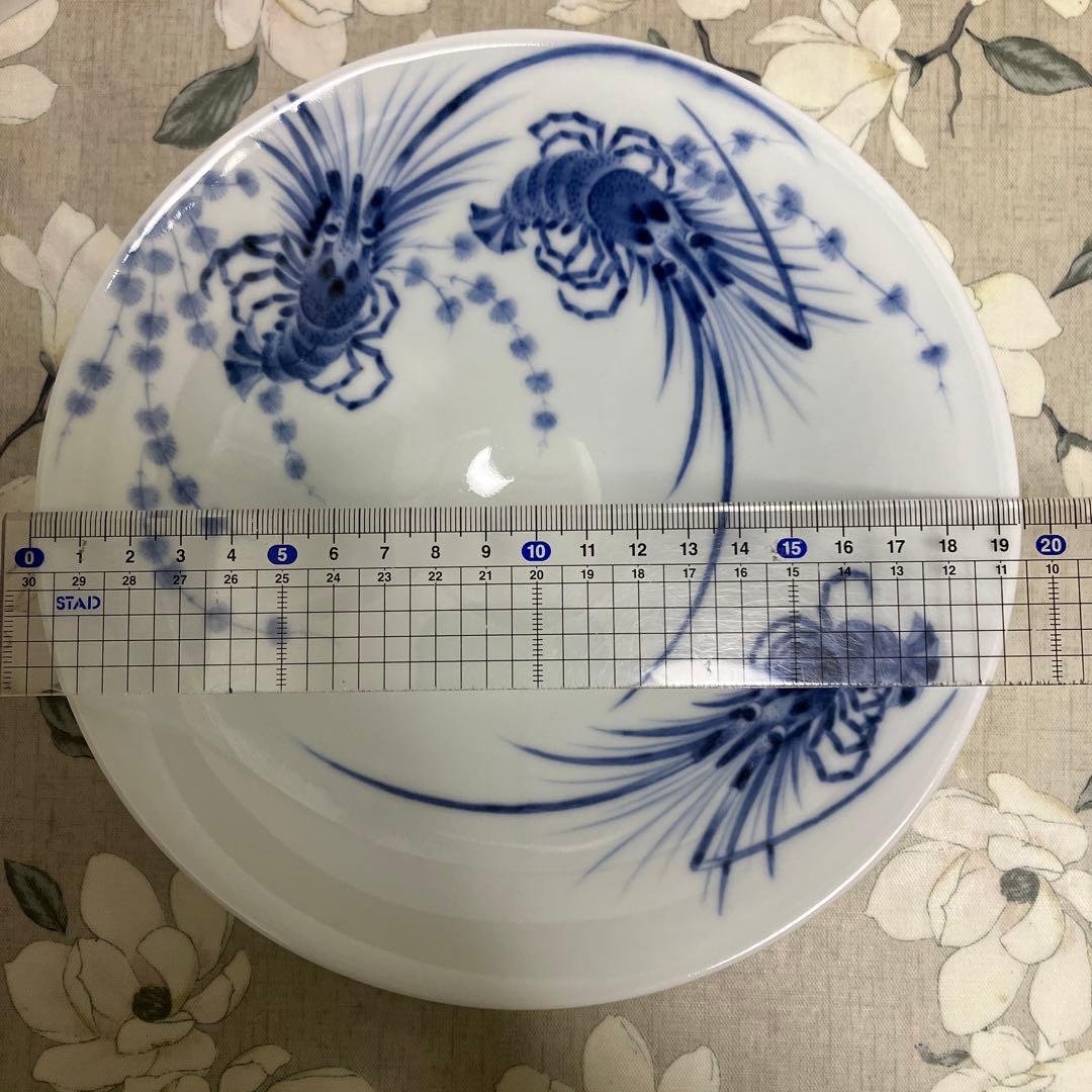 有田焼 李荘窯 伊勢海老 縁起物 5客 エビ 深鉢 鉢 麺鉢 丼 染付