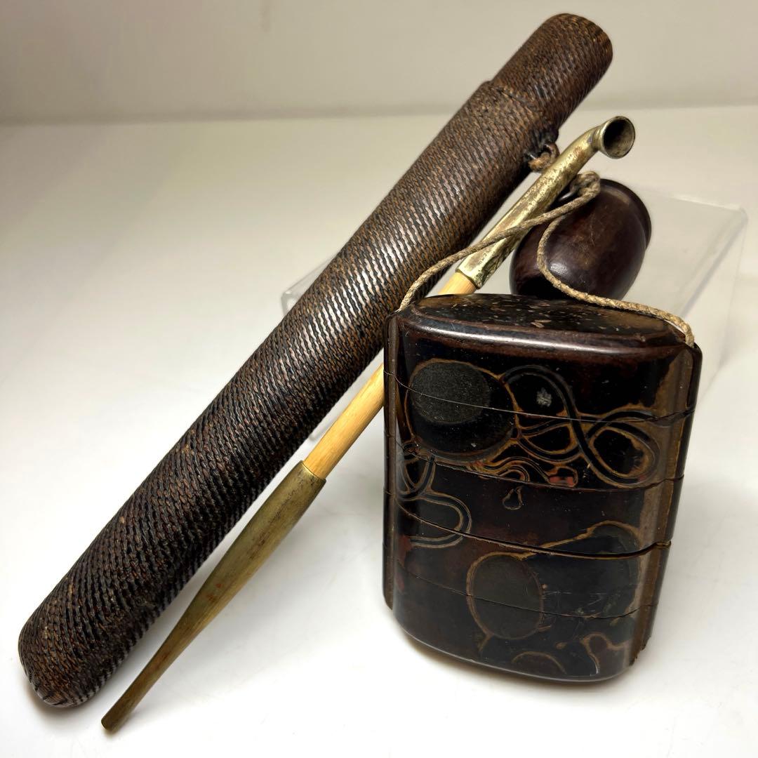 江戸時代　木製印籠、タバコ入　123g 東Y7-1204☆2Fタサオ