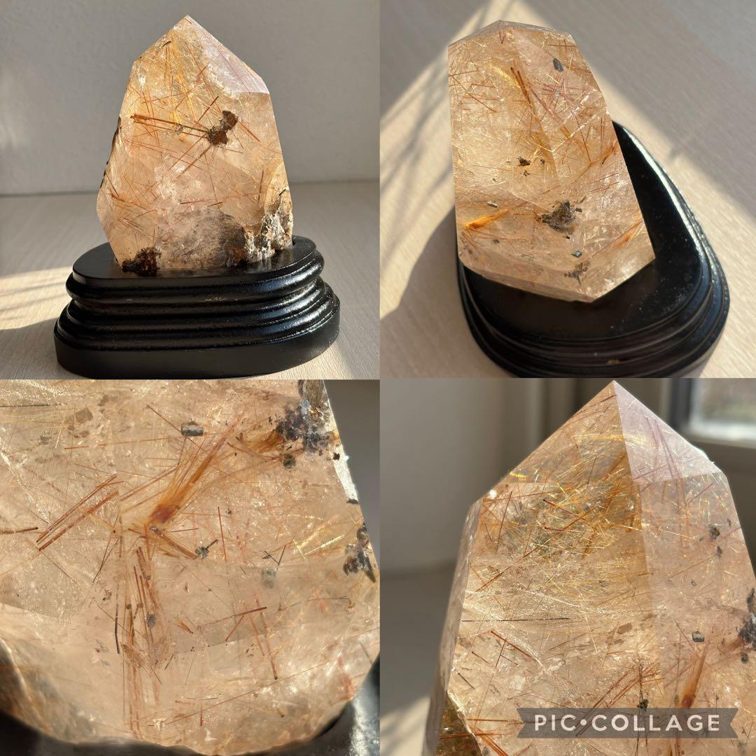 超希少美628g特大 ゴールドタイチンルチル 原石ポリッシュ　鉱物