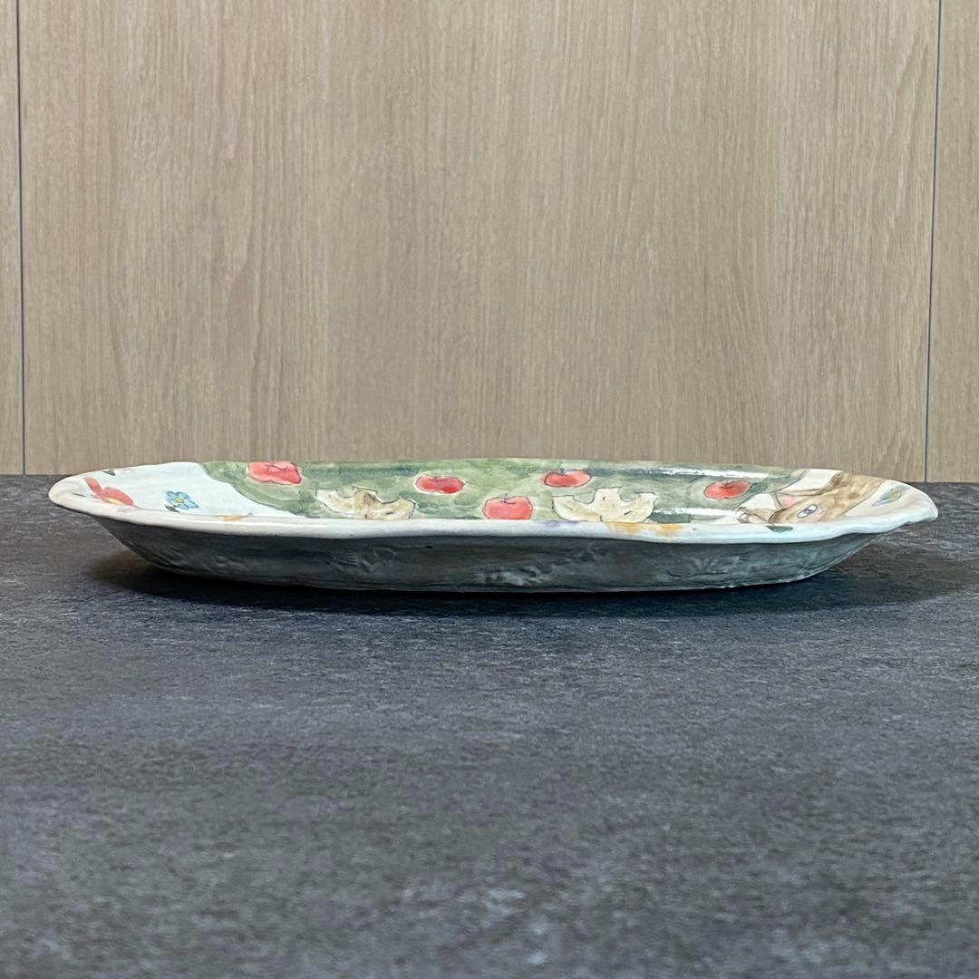 【やまぐちあさこ】新品オーバルプレート27cm 大皿　赤ずきんちゃんとオオカミ