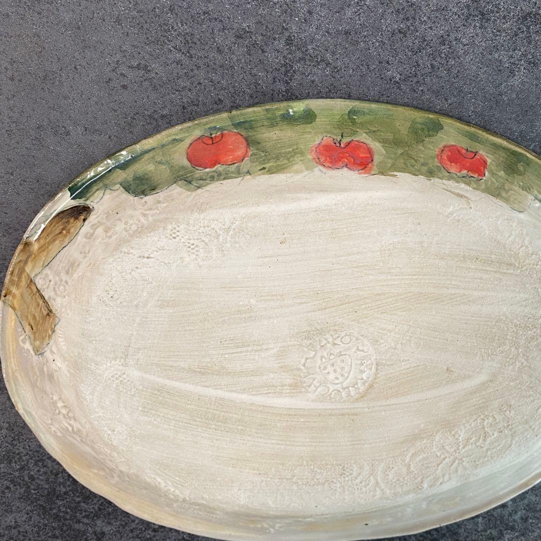 【やまぐちあさこ】新品オーバルプレート27cm 大皿　赤ずきんちゃんとオオカミ