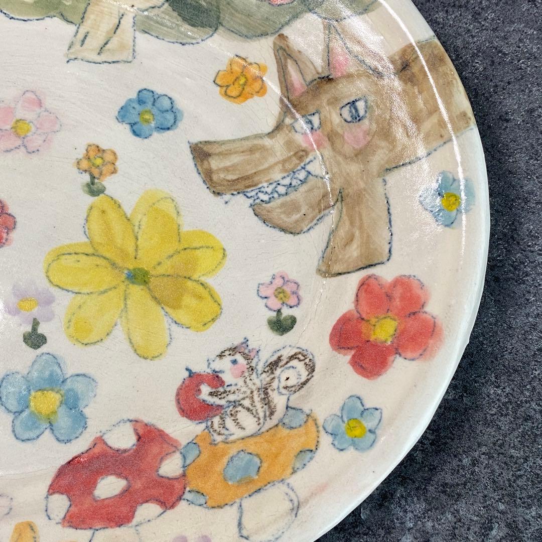 【やまぐちあさこ】新品オーバルプレート27cm 大皿　赤ずきんちゃんとオオカミ