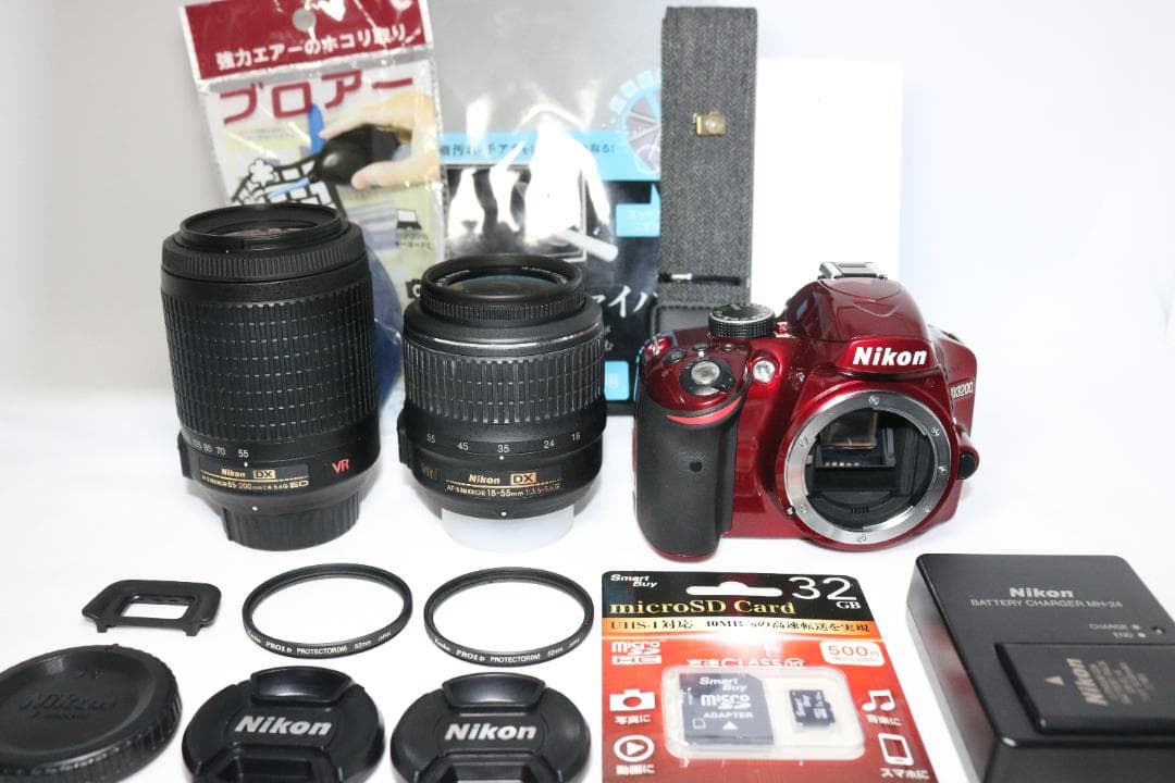 ⭐望遠レンズセット Nikon D3200⭐美品 希少レッド S回数少⭐一眼レフ