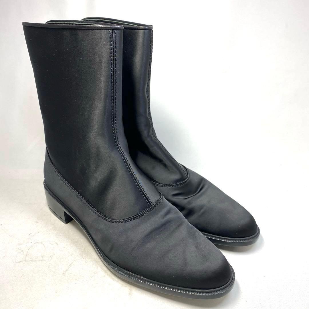 フェラガモ サイズ表記「7C」 24.5センチ　ブラック　ナイロン　ブーツ
