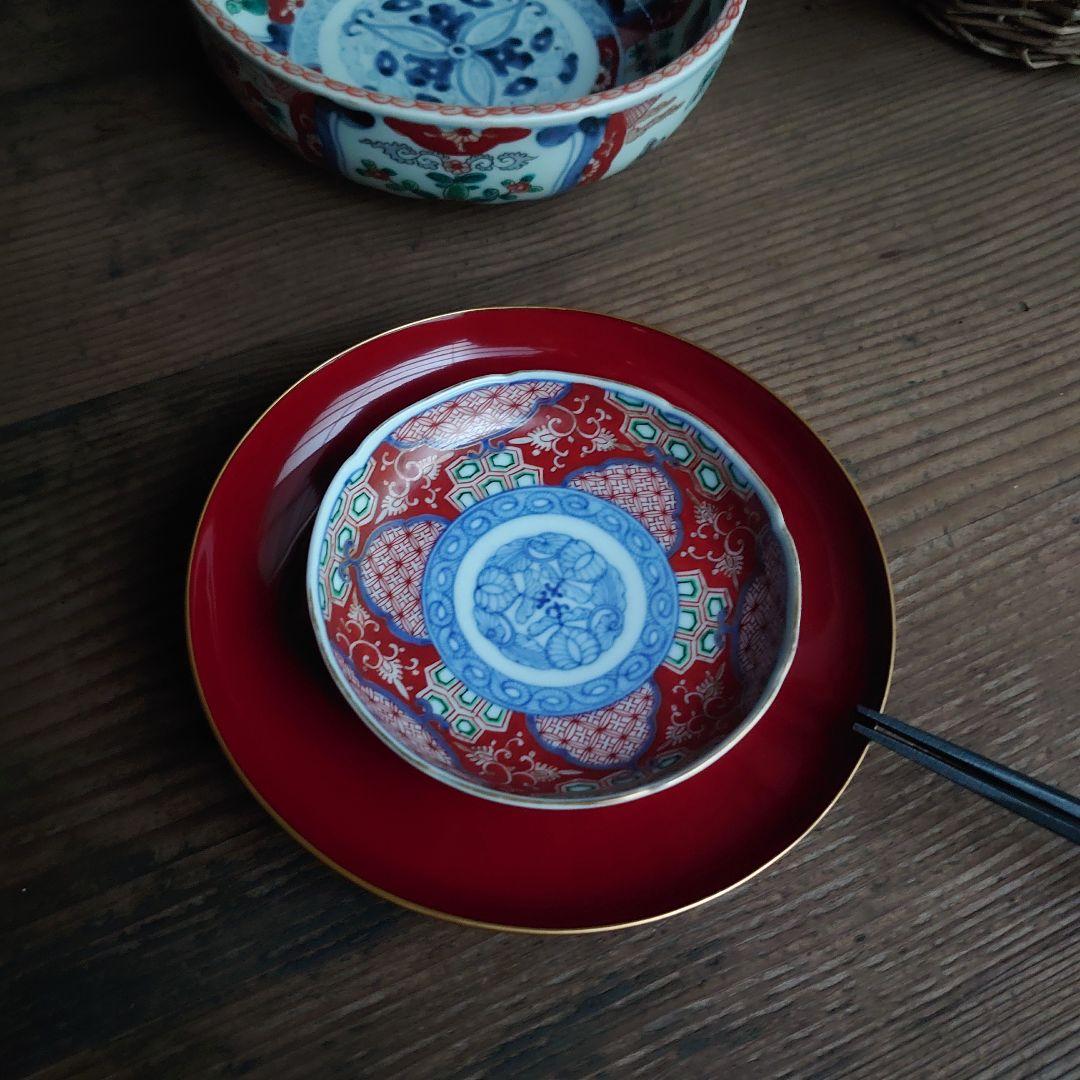 【ご成約】大聖寺伊万里 色絵 輪花縁 4寸皿 と骨董の器 おまとめ