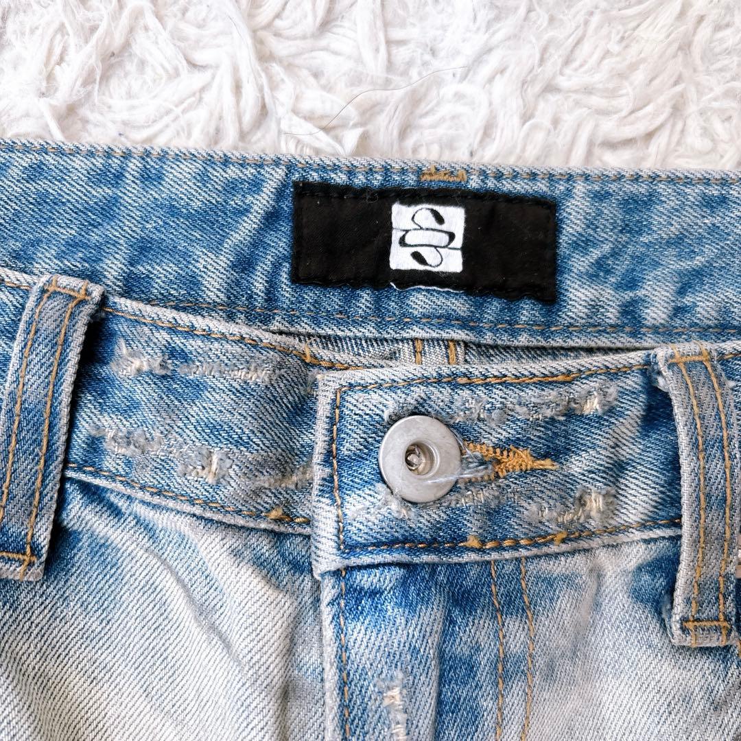 希少品　サンデーオフクラブ　ダメージ加工　フレア　ワイド デニムパンツ　サイズ1