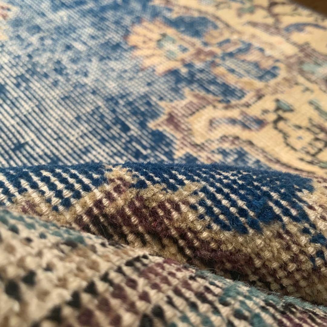 トルコヴィンテージラグ　ロングランナー　220×72.5 ネイビーブルー