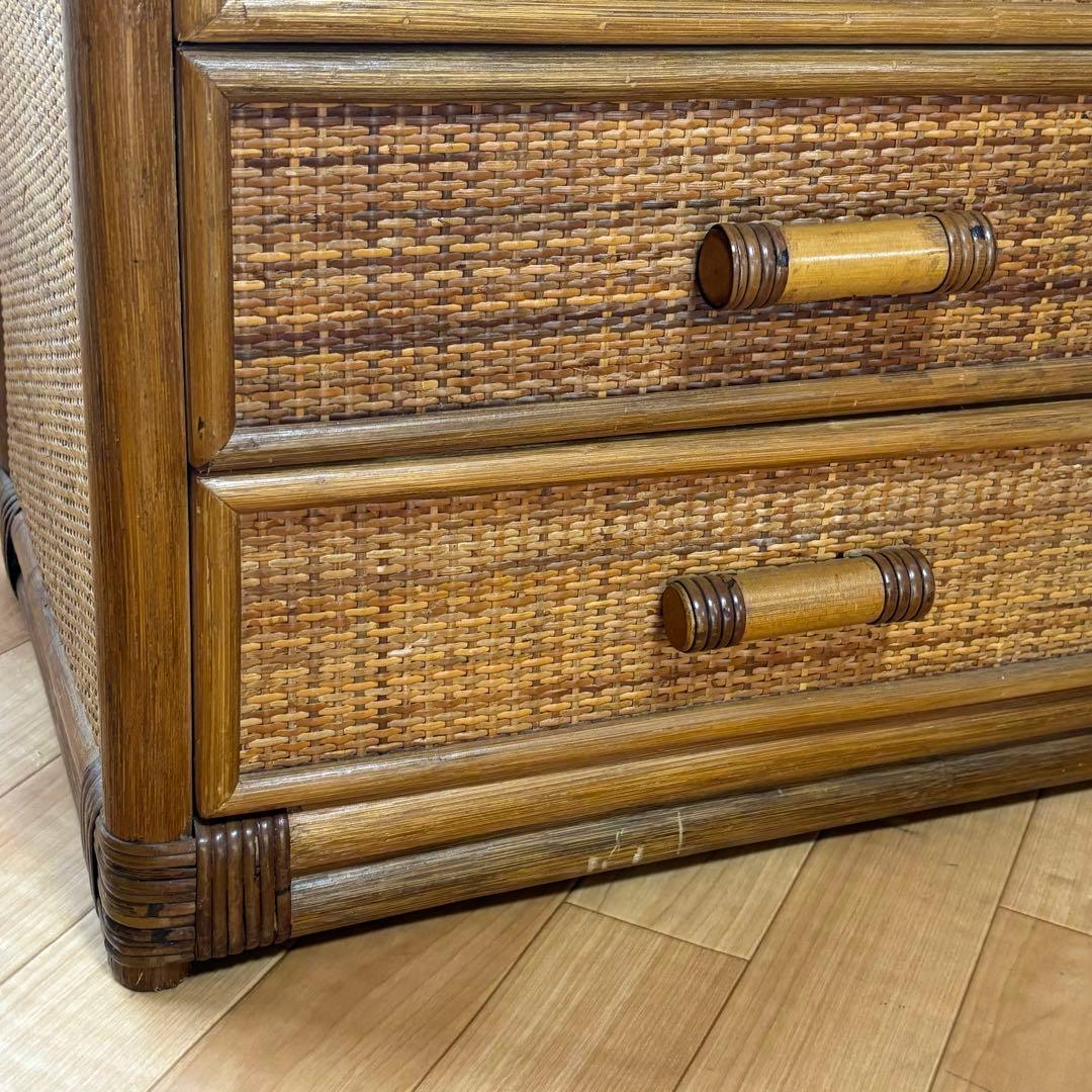 藤ラタン　チェスト　6段引き出し　カゴ収納家具　箪笥　整理棚
